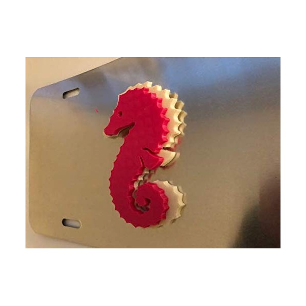 Stickysight.com Sea Horse in 3D - Grey with White/Pink Automotive