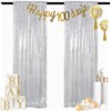 ShinyBeauty Silver Backdrops 2 Pieces Sequin Curtains 4FTx7FT Photoshoot Background