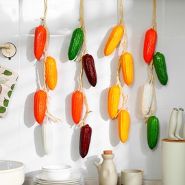 Suncalla 4 Set Fall Decorations Fake Corn Ornament Rustic Farmhouse Corn Thanksgiving Decor Artificial Vegetables Foam Corns Simulation Lifelike for House Kitchen Party Decoration