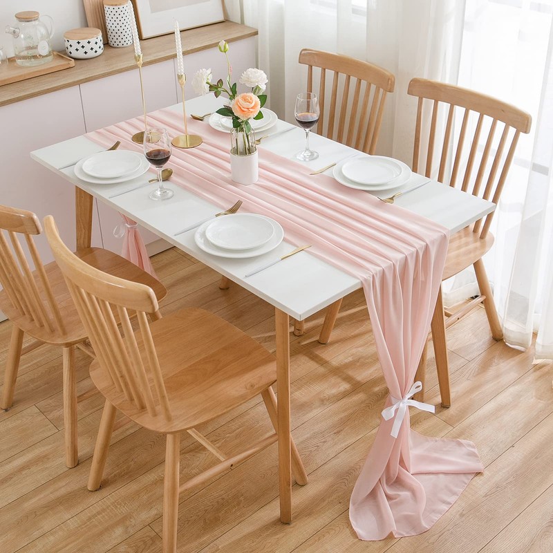 CHUQING Table Runner Pink 70 cm x 3 m Chiffon