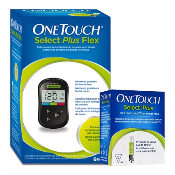 OneTouch Glucómetro Onetouch Select Plus Flex Con 50 Tiras
