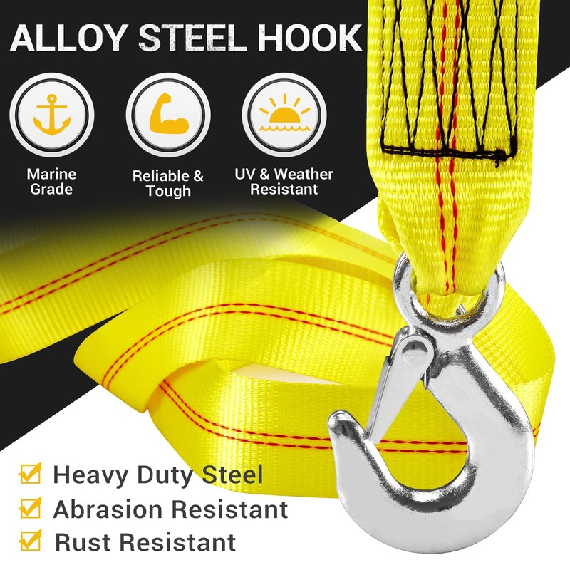 CarBole Trailer Winch Strap with Hook 2" x 20' Breaking