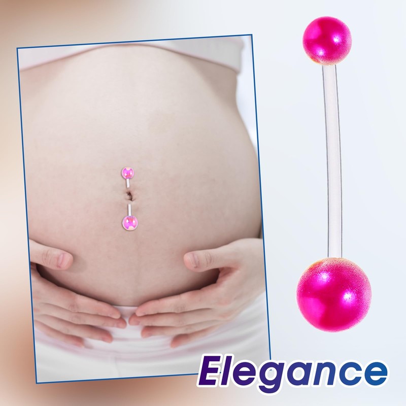 56PCS 14G Pregnancy Belly Button Rings with Replacement Balls, Anti-Sensitive