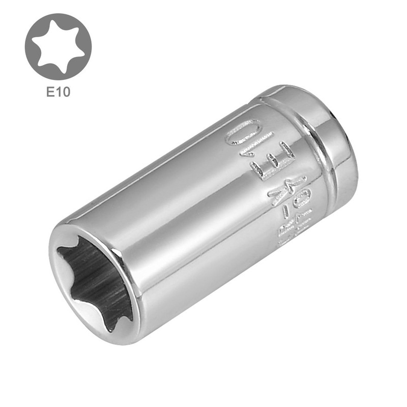 uxcell 2Pcs 1/4-inch Drive E10 External Torx Shallow Socket, Cr-V