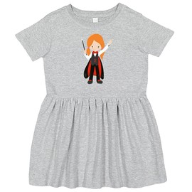 inktastic Magician Girl, Orange Hair, Magic Trick, Wand Toddler Dress 5-6 Heather Grey 447c4