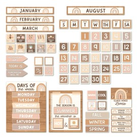 Boho Classroom Calendar Set Bulletin Board - Bulletin Board Calendar For Classroom Elementary, Teacher Calendar Bulletin Board Sets, Preschool Calendar For Classroom, School Calendar For Classroom