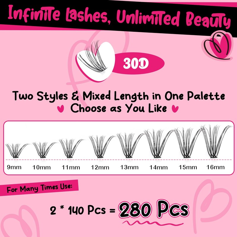 PRO DIY Eyelash Extension Kit, Individual Eyelash Kit with 280