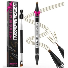 iMethod Eyebrow Pencil, Hair-like Eyebrow Pen, 2-in-1 Waterproof Brow Pen with 4 Tip, with Dual-ended Eyebrow Brush, Cosmetic Makeup:_Blonde