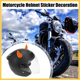 REPAIROCK 2pcs Car Motorcycle Helmet Bull Horn Style Decoration Decal Orange Durable Material Auto Replacement Parts