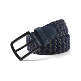 Knuffnee Mens Braided Belt Stretch Woven Belt for Golf Elastic Multicolored Belt Gifts for Men Navy-Gray ST XXL