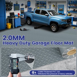 TRIPOWER 5x10 FT Heavy-Duty Garage Floor Mat - Anti-Slip and Waterproof Diamond Plate PVC Garage Flooring Roll for Under Car, Garage, Kitchen, Shop, Trailer, Porch, Gery