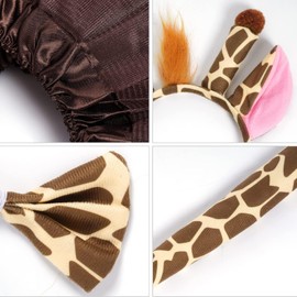 Kids Animals Costume Set with Tutu, Fancy Dress, Ears Headband, Bow Tie, Paws, and Tail, Cosplay Accessory Kit for Girls (giraffe)