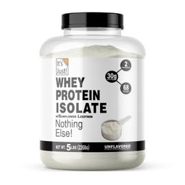 It's Just! - Whey Protein Isolate, Ultra Premium Grass-Fed, Unflavored, Made in USA, Pure 90% Protein, Only 1g Carb, No Added Sugar (5 Pound)