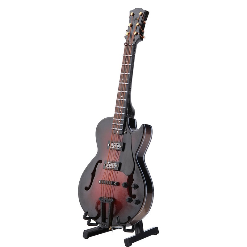 5.5in Classic Miniature Guitar Replica with Stand and Case Instrument