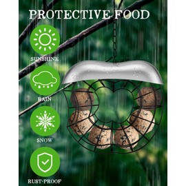 KALLAK Hanging Wild Bird Feeder, Suet Ball Bird Feed Dispenser, Fat Ball Bird Feeder, Apple Shaped