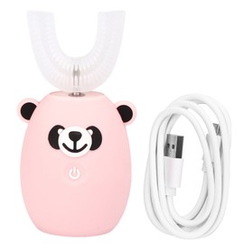 U shape Children Electric Toothbrush Automatic Silicon Sonic Teeth Whitening Toothbrush(Pink Bear 2-6 Years Old )