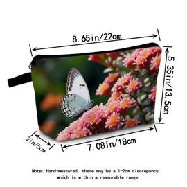 MoCaliduccious Butterfly Bloom Print Makeup Bag Outdoor Travel Cosmetic Pouch Birthday Mother's Day Gift for Women Butterfly Lovers ​​Adult Friends​​