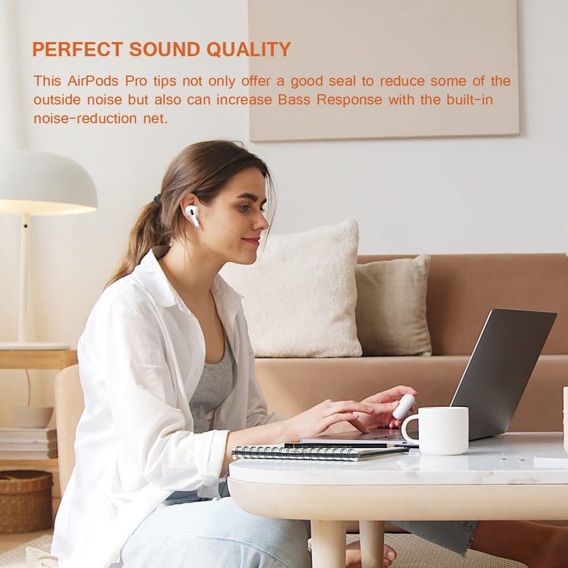 Replacement Ear Tips for AirPods Pro with Noise Reduction Hole,