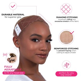 Peluca de terciopelo de Milano Collection con 9 fundas de nailon antideslizantes, mantiene la peluca asegurada – evita dolores de cabeza y pérdida de cabello, Bronceado, Talla única