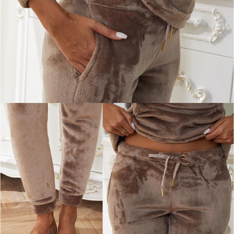 The Essentials Wardrobe Ladies LS Hooded Pyjamas Set - Dark