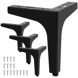 XUUHOOG 6 Inch Metal Furniture Legs - Set of 4 Modern Iron Diamond Triangle Feet, Black, for Sofa, Cabinet, Chair, Bed, and More