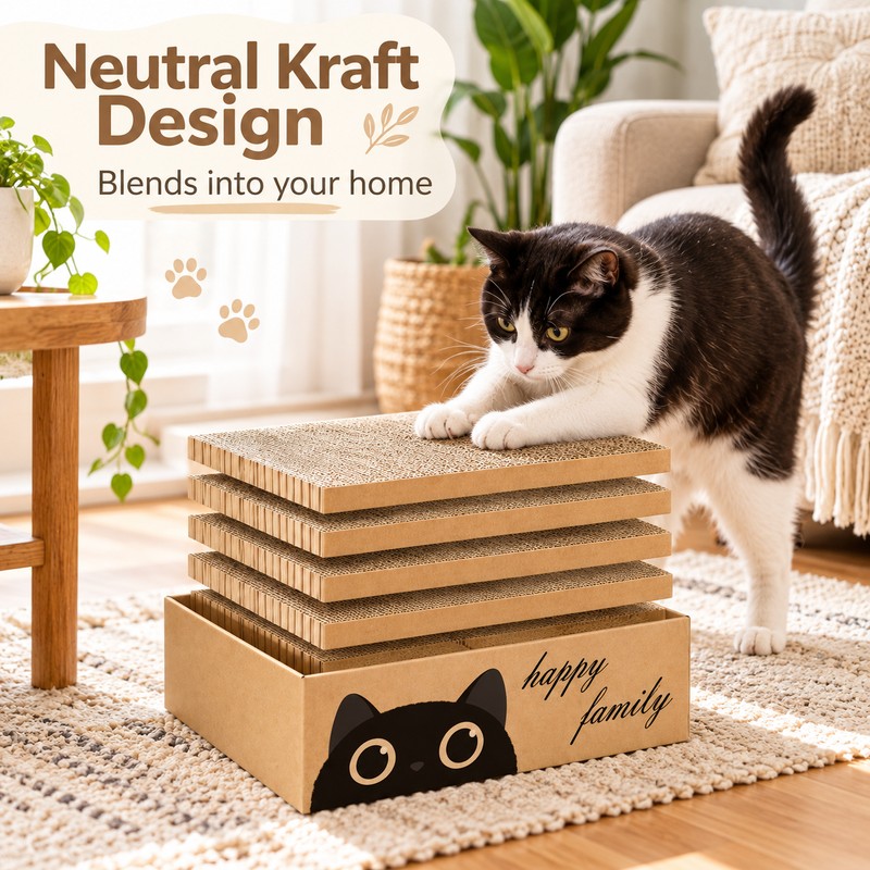 Cardboard Cat Scratcher Bed for Indoor Cats – Durable 5-Layer