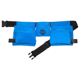GRAINTEX DS2125 11 Pocket Work Apron Blue Color Suede Leather with 2” Webbing Belt, 2 Hammer Holder Loops for Constructors, Electricians, Plumbers, Handymen