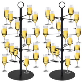 Gisafai 2 Pack Champagne Tower 4 Tier 32 Holders Metal Cocktail Tree Stand 2.3 ft Champagne Wine Glass Holder Stand for Drinks Champagne Cocktails Martini Margarita Wedding Party Gifts