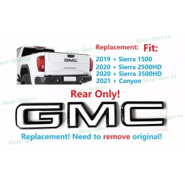 Auto GMC Rear Tailgate Gloss Black White GMC Emblem GMC Sierra 1500 2500HD 3500HD CANYON