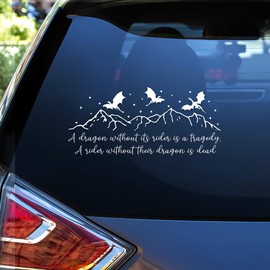 A Rider Without Their Dragon is De*d Car Decal Funny Fourth Wing Dragon, Mountain Fantasy Car Window Accessories Affirmations Vinyl Waterproof 6 Inches Bumper Decal Gift for Mom Dad Friend