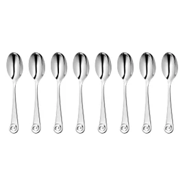 Robert Welch Ammonite Bright Cutlery Coffee/Espresso Spoon, Set of 8. Made from Stainless Steel. Dishwasher Safe.