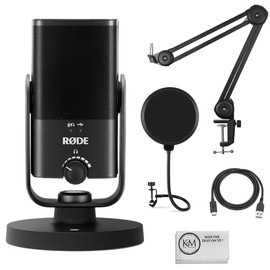 Rode NT-USB Mini USB Microphone Bundle with Microphone Arm + Mic Pop Filter + Cleaning Cloth (4 Items)