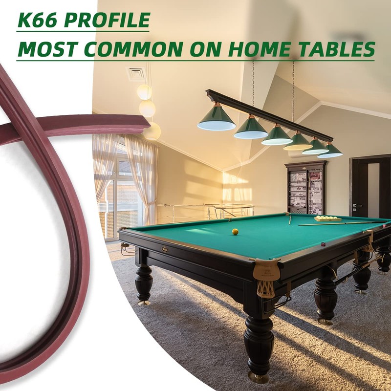 PolyMath Billiard K66 Rubber Buffer Pool Table Rail Cushions (Set