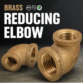 Everflow CSSM0341 3/4 in. x 1/4 in. No Lead 90-Degree Brass Reducing Elbow with Female Threaded Ends, Construction, Higher Corrosion Resistance Economical & Easy to Install, 5