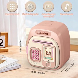 Electronic Piggy Bank with Music, Electronic Money Box, Safe for Children, Girls, Boys, Money Box with Password, Money Box, Children's Safe Password, ATM Piggy Bank (C)