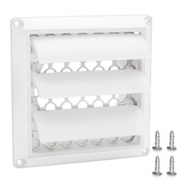 4 Inch Louvered Exhaust Dryer Vent Cover Outdoor Exhaust Cap for 4" Vent Duct Opening - with Aluminum Built-in Pest Guard Screen and Screws by Blutoget