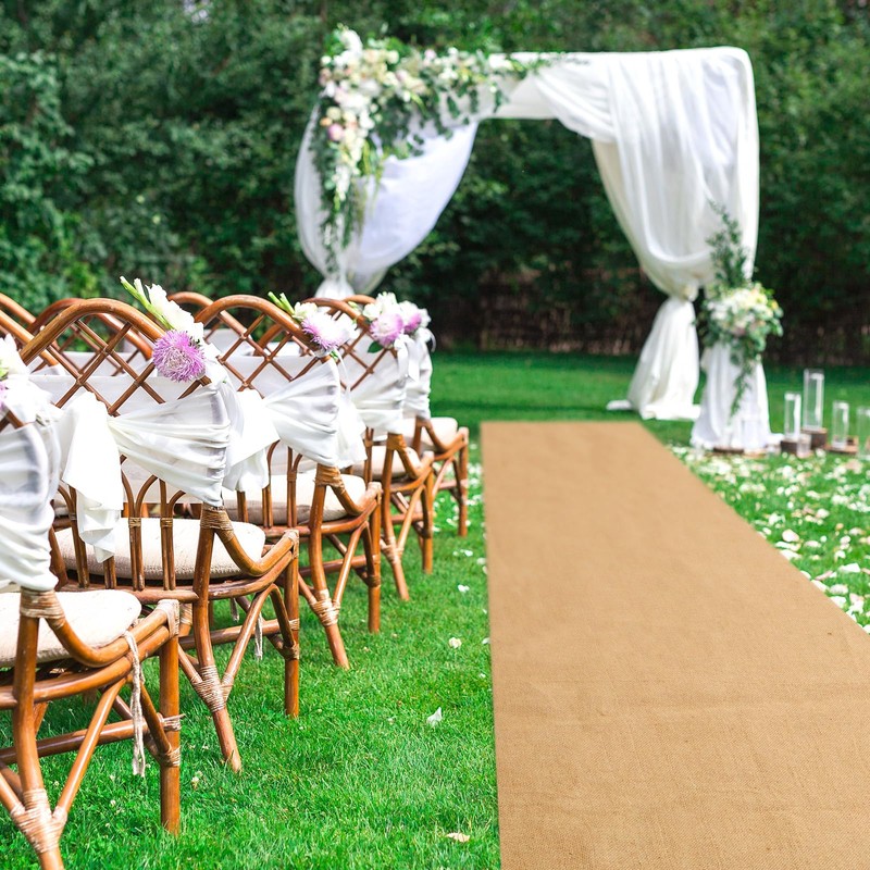Tudomro Extra Long Natural Burlap Wedding Aisle Runner Outdoor Jute