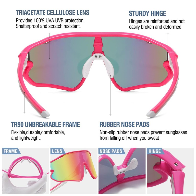 DUCO Kids Sunglasses Youth Baseball Sun Glasses Lightweight TR90 Frame