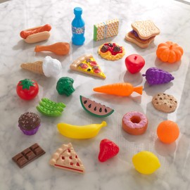 KidKraft 30-Piece Plastic Play Food Set, Fruits, Veggies, Sweets and More, Use with Play Kitchens, Gift for Ages 3+