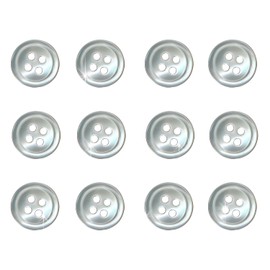 B-093 Shell Buttons, Shell Buttons, Single Side, Takase Clam, Shirt Buttons, 4 Hole Buttons, White, White, 12 Pieces (0.4 inches (11.25 mm)