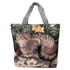 Cat Canvas Tote Bag, Cute-Tabby Shoulder Bag with Zipper for Women,Reusable Cute Canvas Tote Bag for Grocery Shopping