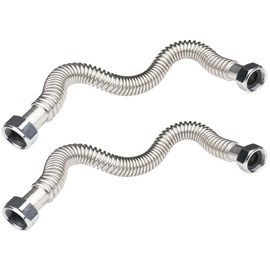 WHK 2 Pack 24-Inch Water Heater 1" Flexable Hose Pipe Connector Supply Line 1" Inch FIP x 1" Inch to Connect Water Heater,Water Softener,Water Filter (Stainless Steel)