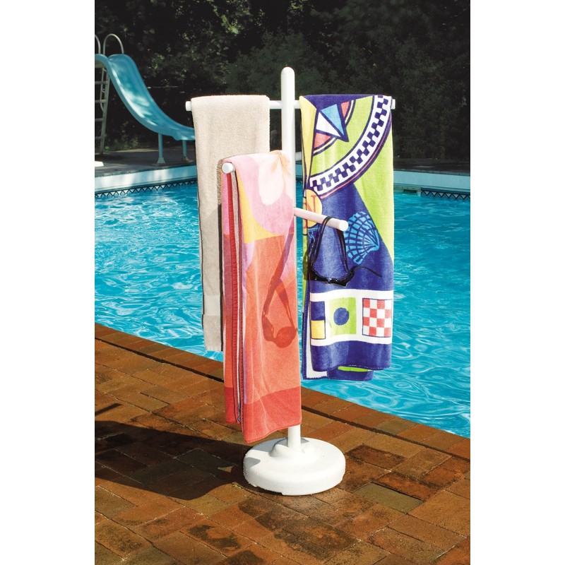 SWIMLINE HYDROTOOLS 89032 Free Standing Poolside Adjustable-Towel Rack With Water