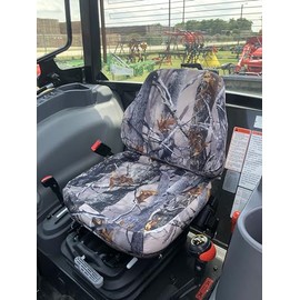 Durafit Seat Covers, Compatible with KIOTI CK,DK and NS Series Open Station Tractor, Grammar Suspension seat. Two Piece Vinyl seat, NO ARMREST. XD3 CAMO