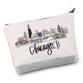 VAMSII Chicago IL Souvenir Gifts Chicago City Travel Cosmetic Bag Chicago State Gift Chicago Trip Gift Chicago Trip Gifts (ChicagoILBag)