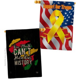 Hold Our History Burlap House Flag - Pack Black Lives Matter BLMCelebrates African Americans Heritage Support Troops - Decoration Banner Small Garden Yard Gift Double-Sided Made In USA 28 X 40