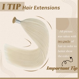 YoungSee Itip Human Hair Extensions Blonde 18 Inch Blonde I Tip Hair Extensions Real Human Hair #60A Platinum Blonde Human Hair Extensions Itip 60 Strands 50g Real Human Hair I Tip Extensions