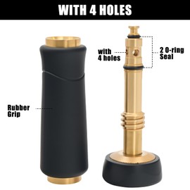 Brass Hose Nozzle, Heavy-Duty Sprayer for Garden Hoses, High Pressure Adjustable Twist Hose Nozzle, Spray Gun Rubber-Coated, Extra 10 Rubber Washers, 2 Pack