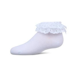 MeMoi Dual Layer Eyelet Lace Anklet Sock Winter White 0