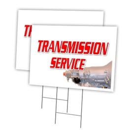 Transmission Service 2 Pack of 18" x 24" Yard Sign & Stake Outdoor Plastic Window | Advertise Your Business | Stake Included Image On Both Sides | Made in The USA